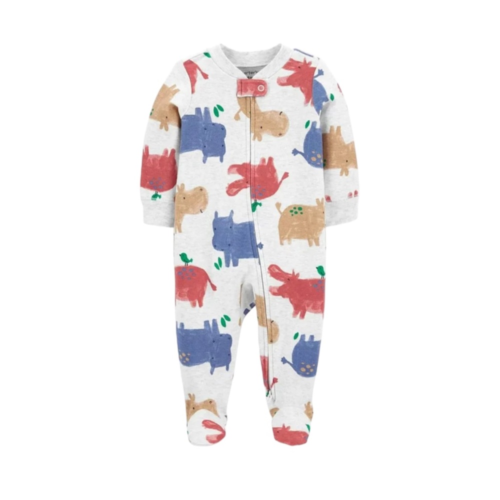 Carters Baby Boy Size 6 Months Bodysuits Two Way Zip Jumpsuits Hippo Carter’s
